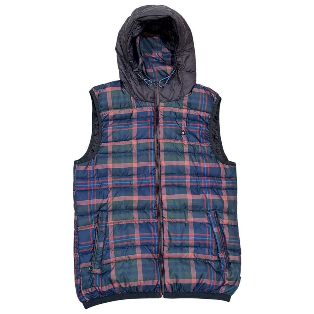 Scotch & Soda Hooded Puffer Vest Size M Plaid Winter Jacket Primaloft Quilted